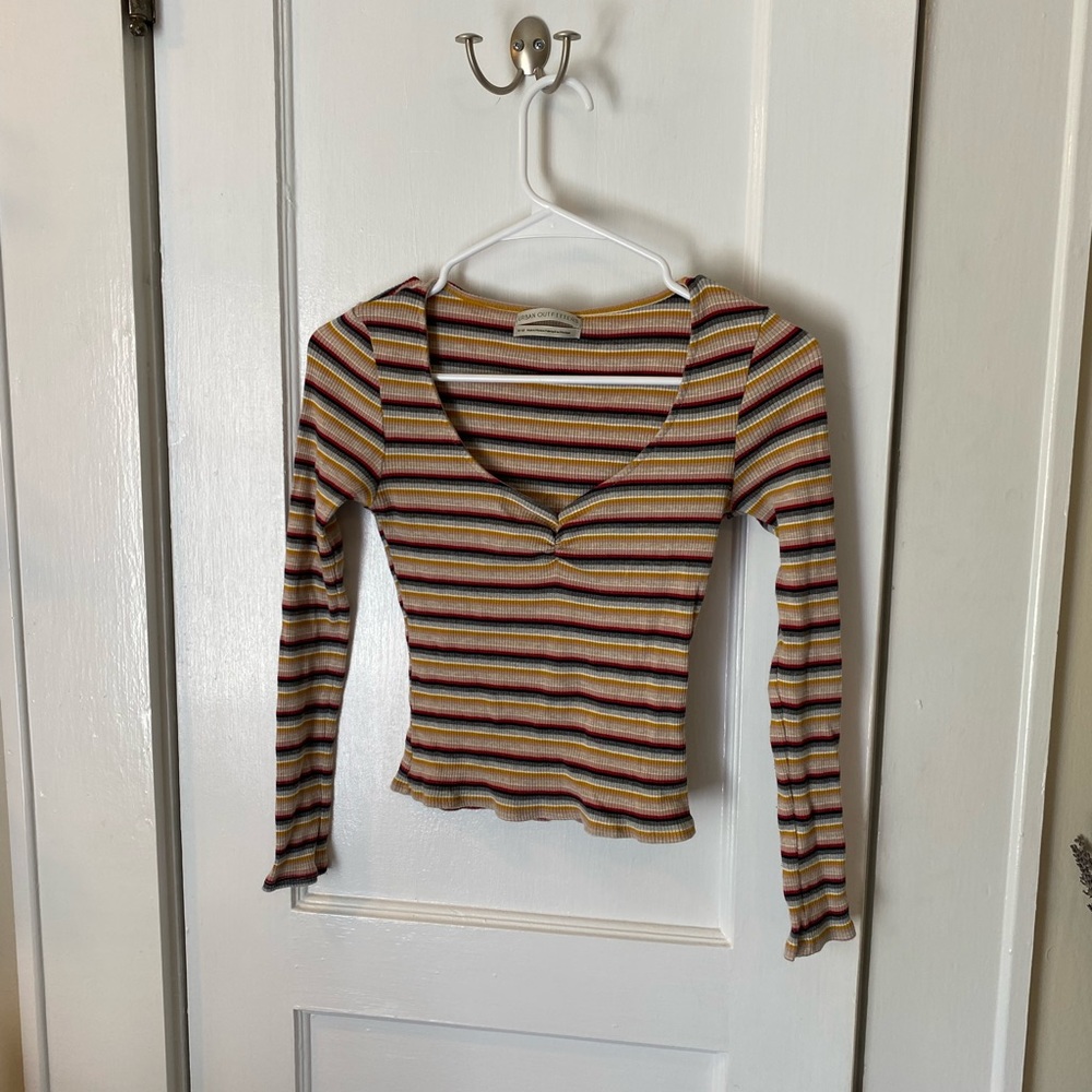 Urban Outfitters long sleeve ruched striped top